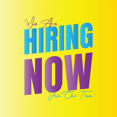 Obraz premium We are hiring now design sign, Join our team icon sign vector, We are hiring join us icon design, Vacancy poster for social media