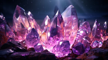 Fantasy sorcery glowing sparkling magic elemental crystals
