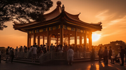 Enchanting Finnish Twilight: Dancing Waltz in a Scandinavian Style Yellow Pavilion