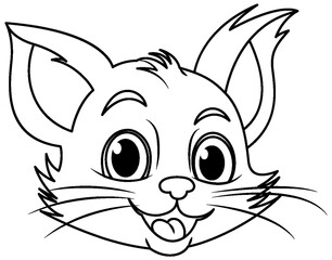 Cute cat face coodle coloring page for children