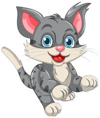 Cute grey cat cartoon character