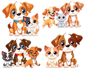 Obraz premium Cute dog and cat friend