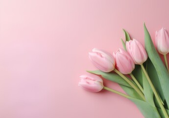 Pink tulips on a pink background