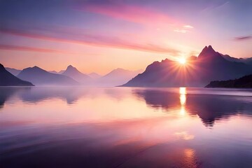 Fototapeta premium sunrise over the lake generated ai