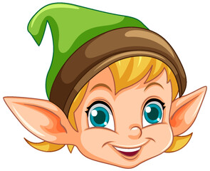 Cute Elf Head Cartoon Character