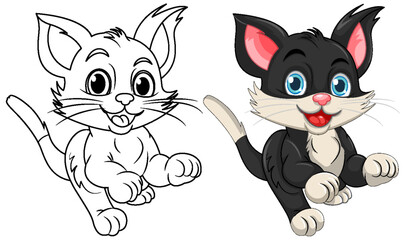 Cat doodle coloring page for children