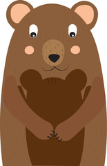 Postcard. Mama bear hugs her cub. High quality vector illustration.