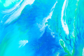 Abstract background liquid art, multi-colored marble texture, paint stains and blots, blue alcohol ink