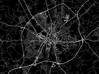 Vector road map of the city of  York in the United Kingdom on a black background.