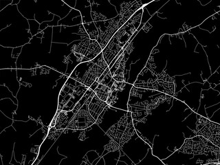Vector road map of the city of  Burton-on-Trent in the United Kingdom on a black background.