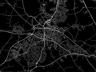 Vector road map of the city of  Rugby in the United Kingdom on a black background.