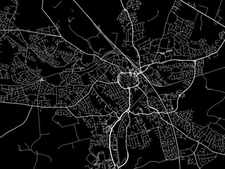 Vector road map of the city of  Nuneaton in the United Kingdom on a black background.