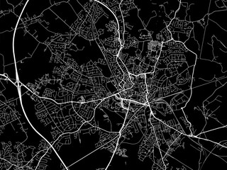 Vector road map of the city of  Wakefield in the United Kingdom on a black background.