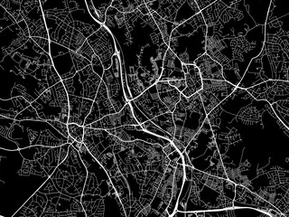 Vector road map of the city of  Stoke-on-Trent in the United Kingdom on a black background.