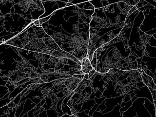 Vector road map of the city of  Huddersfield in the United Kingdom on a black background.