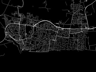 Vector road map of the city of  Littlehampton in the United Kingdom on a black background.