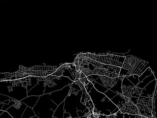 Vector road map of the city of  Margate in the United Kingdom on a black background.