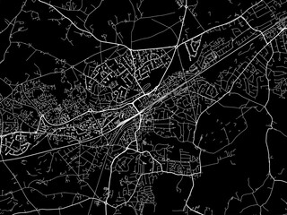 Vector road map of the city of  Woking in the United Kingdom on a black background.