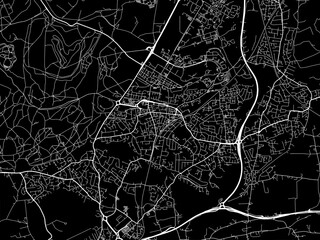 Vector road map of the city of  Aldershot in the United Kingdom on a black background.