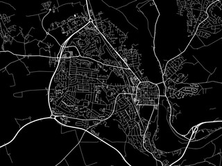 Vector road map of the city of  Perth in the United Kingdom on a black background.