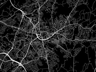 Vector road map of the city of  Oldham in the United Kingdom on a black background.