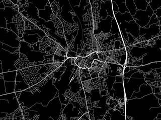 Vector road map of the city of  Bury in the United Kingdom on a black background.