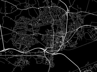 Vector road map of the city of  Widnes in the United Kingdom on a black background.