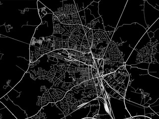 Vector road map of the city of  Crewe in the United Kingdom on a black background.