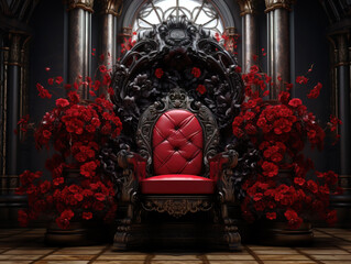 Black red flower throne.