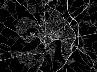 Vector road map of the city of  Chester in the United Kingdom on a black background.