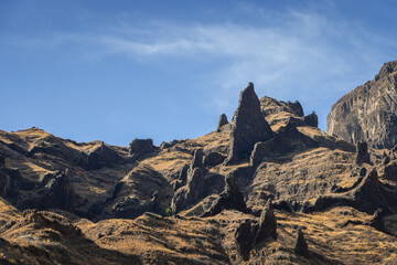 extraordinary rocks with stunning light on Santo Antão in Cape Verde