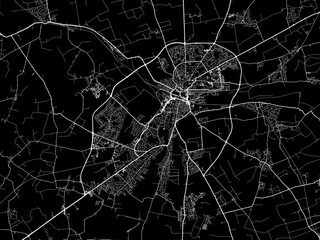 Vector road map of the city of  Lincoln in the United Kingdom on a black background.