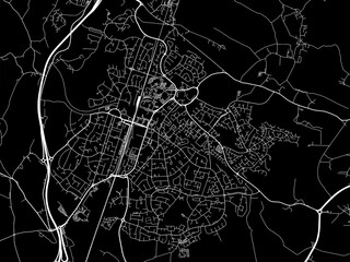 Vector road map of the city of  Welwyn Garden City in the United Kingdom on a black background.