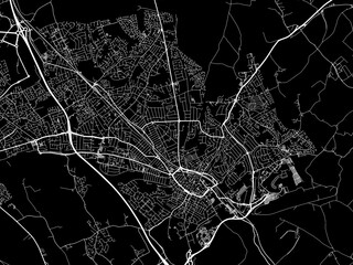 Vector road map of the city of  Luton in the United Kingdom on a black background.