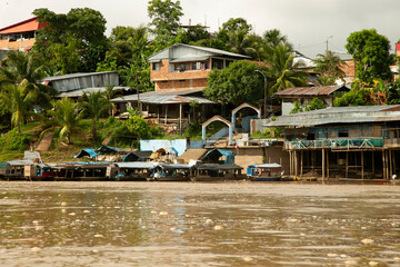 Views of the city of Yurimaguas in the Peruvian jungle from the Huallaga river.