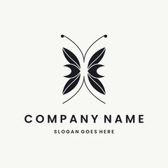 Butterfly Logo vector design template black logo and white background