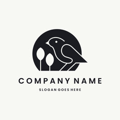 Bird leaf Logo vector design template black logo and white background