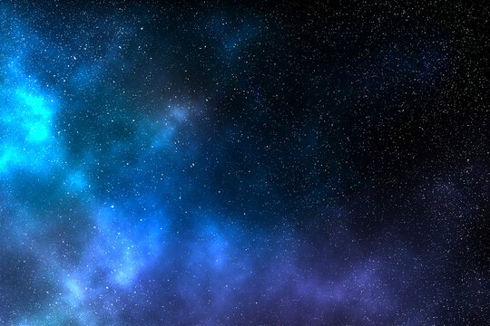 starry star with blue indigo mix purple nebula and galactic galaxy in wide dark universe or black cosmos space like nature cloud in night sky Interstellar for background wallpaper