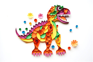 Dinosaur or Dragon, paper cut art.  Post processed AI generated image