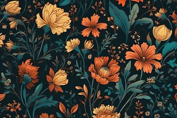 Fototapete Bourvardias flowers floral pattern design, Colorful, AI Generated. © HarMony