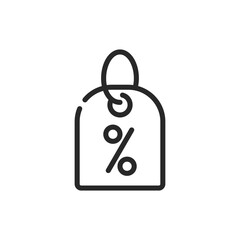 Price Reduction Tag Icon. Vector Linear Editable Sign of Discounts, Sales and Economical Shopping. Business Illustration for Retail and Commerce Concepts. 