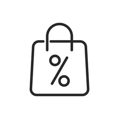 Shopping Bag Icon. Vector Linear Editable Sign For Retail Discounts, Sale Events, and Consumer Savings. Ideal for Marketing and Retail Concepts.