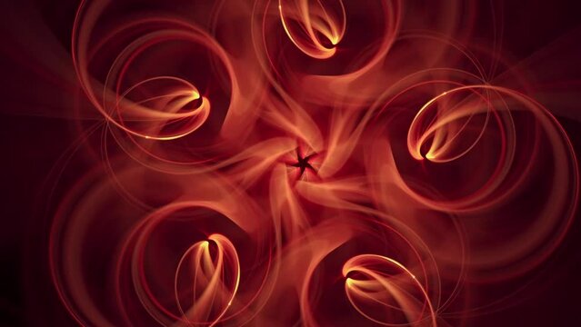 Intricate mandala swirl of evolving hypnotic sacred abstract lotus petal shapes, seamless looping slow moving spiritual journey kaleidoscope fractal background.