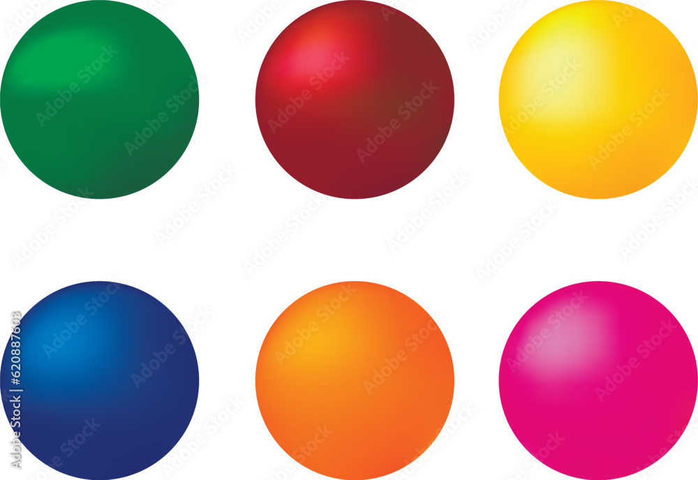 Wall mural set of vector icons of checkmarks in colorful balls on a white background.