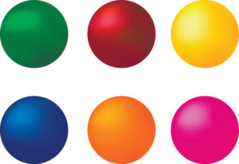 Set of vector icons of checkmarks in colorful balls on a white background.