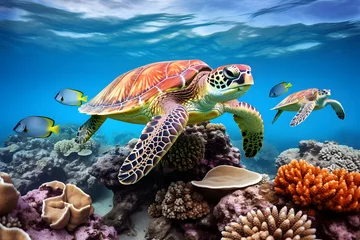 Fotobehang green sea turtle © AGSTRONAUT