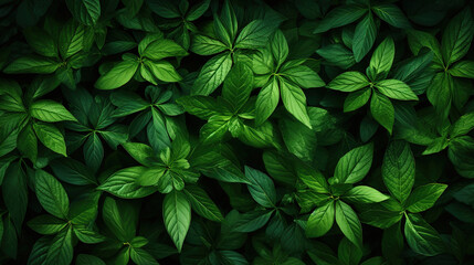 Seamless background with green leaves. Generative Ai