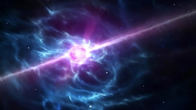 Beautiful neutron star in space - pulsar - nebula - cosmos - Universe - Concept Art