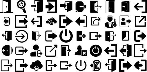 Massive Collection Of Logout Icons Pack Flat Modern Elements Interface, Icon, Exit, Logout Pictograph For Computer And Mobile