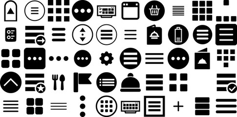 Massive Collection Of Menu Icons Bundle Flat Design Pictogram Option, Setting, Symbol, Icon Pictogram For Apps And Websites